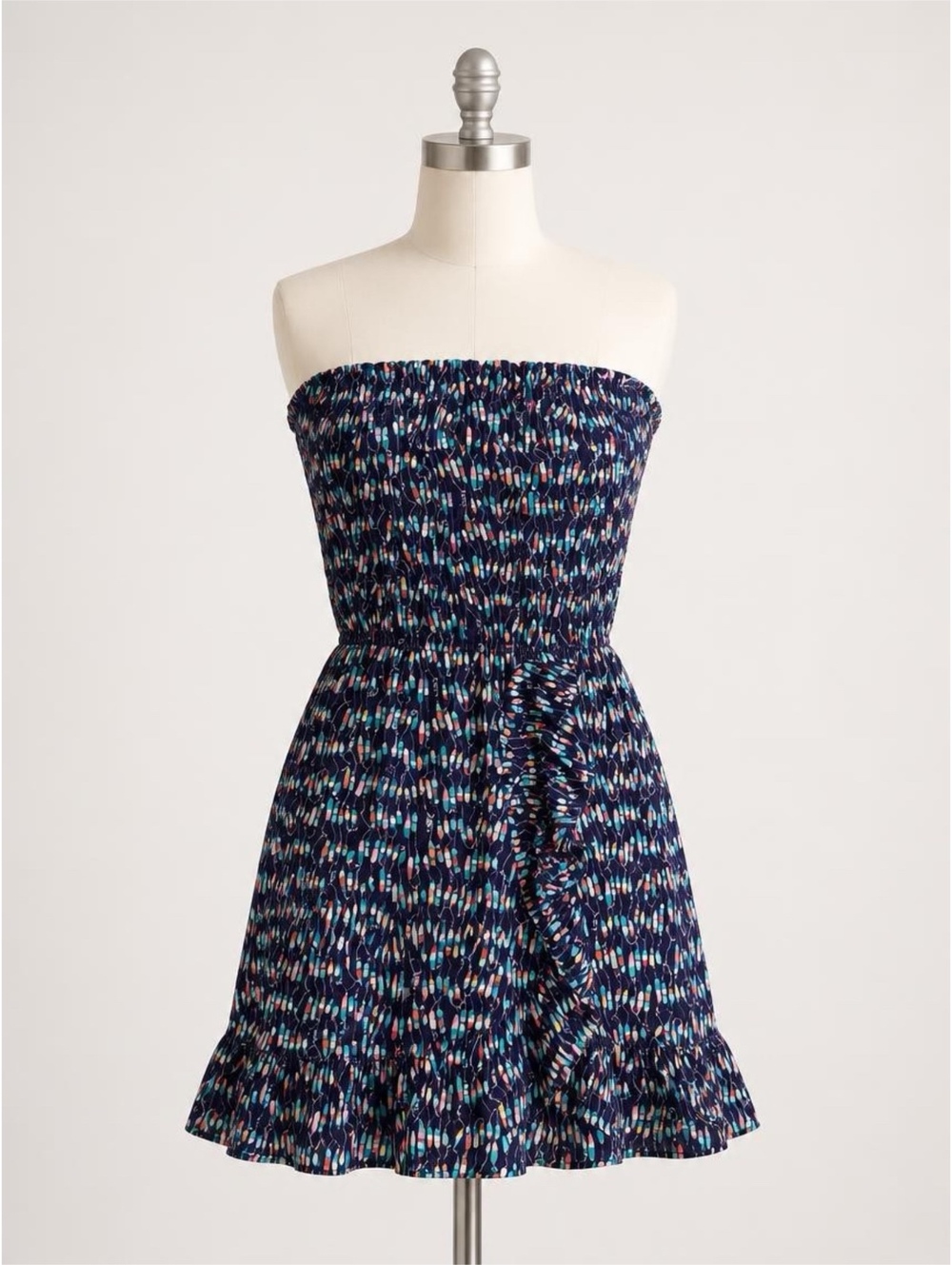 Lilly Pulitzer Flor strapless Smocked Mini Dress XS Nautical